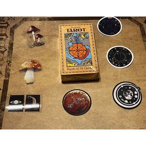 The Original Tarot Deck  78 Classic Cards Linen Finish Free Gift Mushrooms